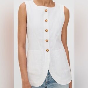 Posse White Button Down Sleeveless vest 100% Lenin